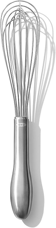 OXO Steel Whisk, 9-Inch | Narrow shape for whipping and mixing, stainless steel wires, dishwasher safe