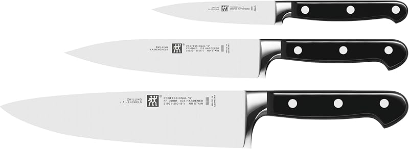 ZWILLING Professional S 3-Piece Knife Set, Stainless Steel, Black, Made in Germany