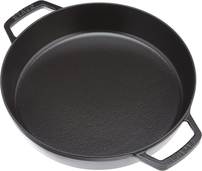 STAUB Cast Iron Frying Pan with Double Handle, Round, Diameter 26 cm, Matt Black