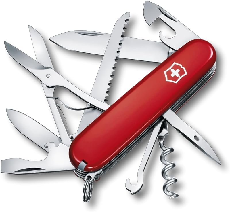 Victorinox Huntsman Pocket Knife (15 Functions, Scissors, Wood Saw, Screwdriver) Red - Red, One Size