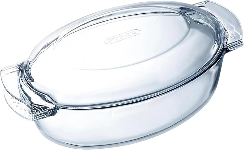 Pyrex - Glass Casserole 4.5L - Large Oval Casserole - Borosilicate Glass - Extreme Heat Resistance up to 350°C