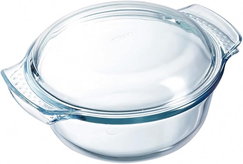 PYREX, 4-in-1 Heavy Duty Round Glass Casserole Dish with Lid, 3.7 L, Multi-Function Oven Dish, Microwave, Dish