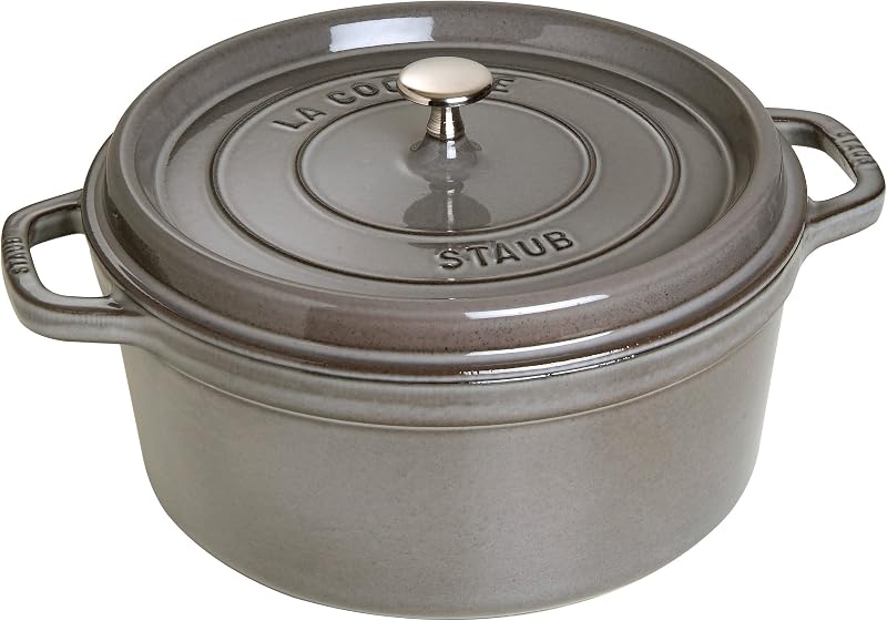 STAUB Cast Iron Casserole Dish, Round, 28 cm, 6.7 L, Graphite Grey