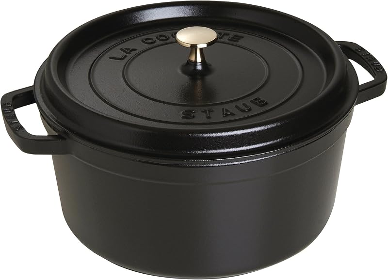 Staub 1102825 Round Casserole Dish 7 QT - Matt Black 28 cm
