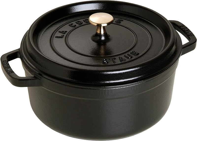 STAUB Cast Iron Dutch Oven for All Heat Sources Including Induction, Round, 28 cm, 6.7 L, Made in France, Blac