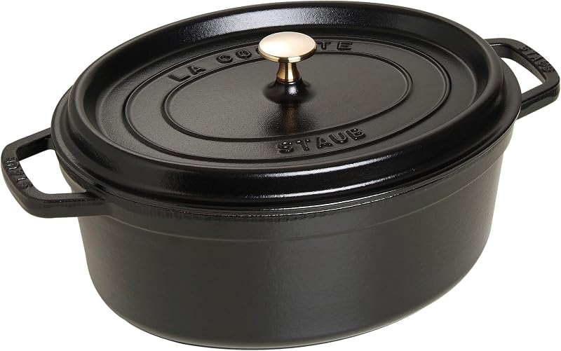 STAUB Cast Iron Dutch Oven for All Heat Sources Including Induction, Oval, 41 cm, 12 L, Made in France, Black