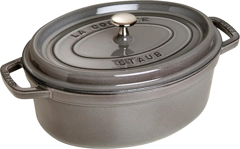 STAUB Cast Iron Casserole Dish, Oval, Ø 37 cm, 8 L, Graphite Grey