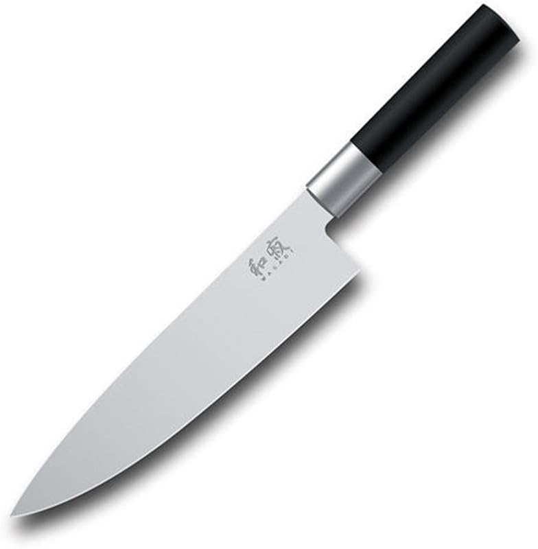 KAI Wasabi Chef Knife Black 20 cm Blade Length - Polished Stainless Steel 6A/1K6 58 (±1) HRC - Black Polypropy