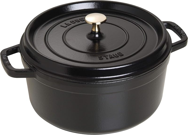 STAUB Cast Iron Casserole Dish, Round, Ø 26 cm, 5 L, Matt Black