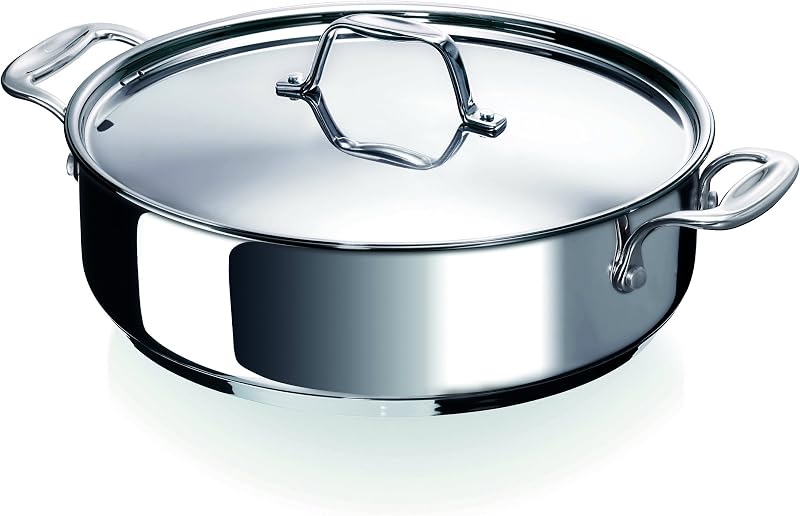 Beka Chef Sauté Pan Stainless Steel 18/10 28 cm with Lid for All Heat Sources Suitable for Induction