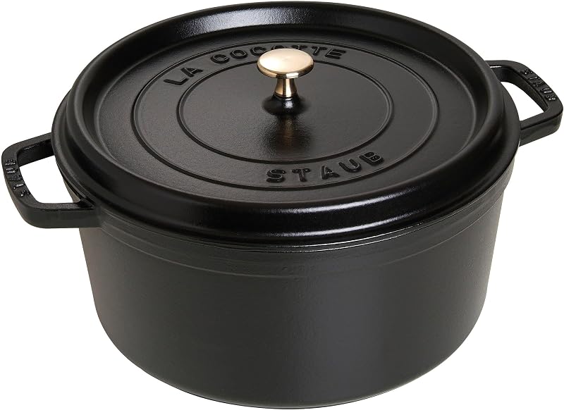 STAUB Cast Iron Casserole Pot for All Heat Sources Including Induction Round 30 cm 8.35 L Made in France Black