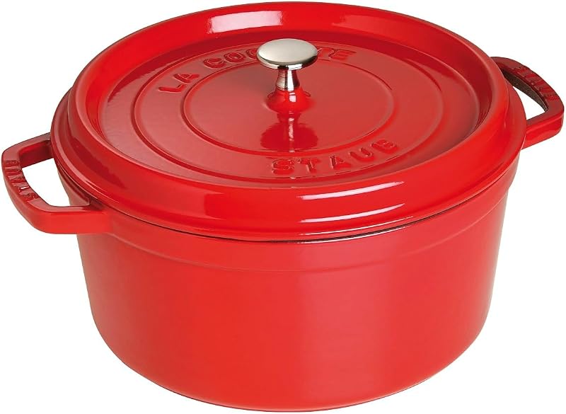 STAUB Cast Iron Casserole Dish, Round, Ø 28 cm, 6.7 L, Cherry