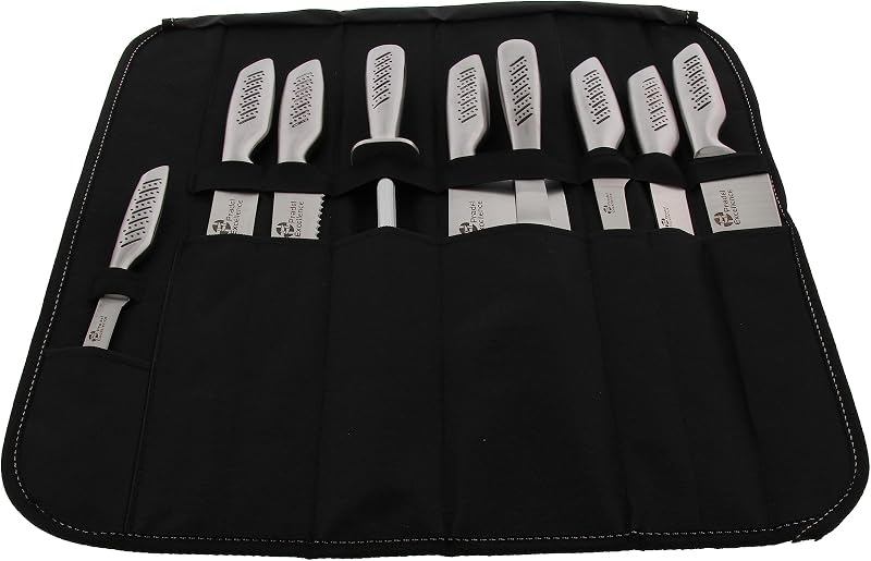 Pradel Excellence - I7100 - 9-Piece Professional Knife Bag - Essentials - 7 Knives + 1 Sharpening Gun + 1 Clea