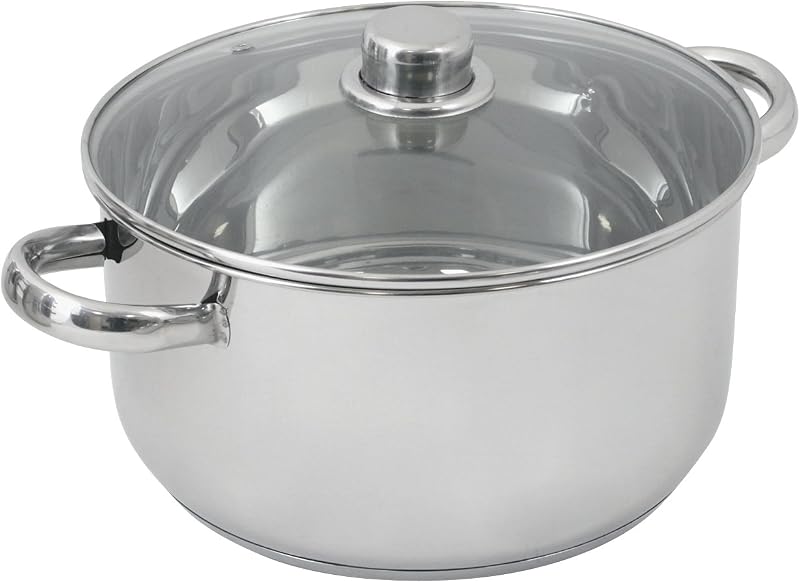 Crealys 502388 Cooking Pot Stainless Steel 10 L Glass Lid Diameter 28 cm Silver