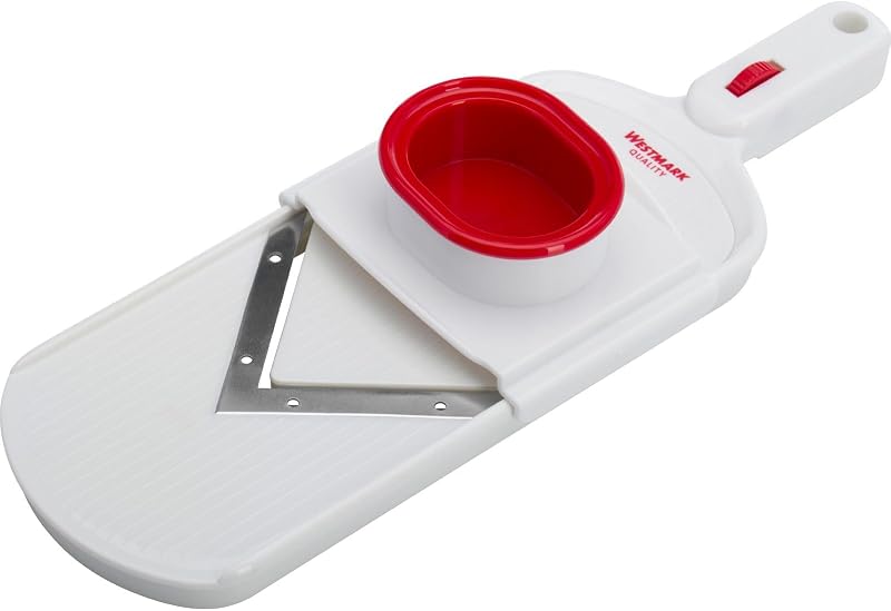 Westmark Vegetable Slicer with Adjustable Cutting Thickness, V-Shape Stainless Steel Blade, with Finger Guard,