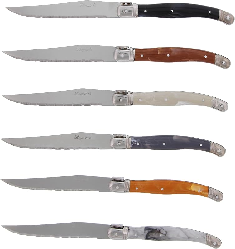 Pradel Excellence Laguiole PCOR009002 Set of 6 Table Knives with Microserrated Blades 11.5 Stainless Steel wit
