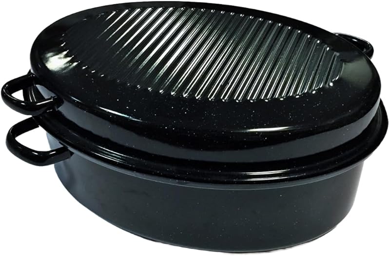 Kochstar K32711042 - Roaster Daubière multicooker oval casserole dish - white spotted black, Enamelled steel,