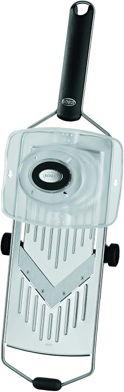 RÖSLE Premium V-Blade Mandolin Slicer for Vegetables such as Cucumbers or Tomatoes, 5 Cutting Thicknesses, 18/
