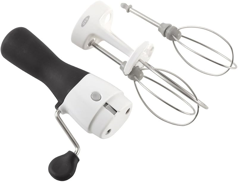 OXO Good Grips Hand-Held Mixer - Black | Manual Rotating Beater for Aerated Eggs, Pasta & Whipped Cream, Smoot