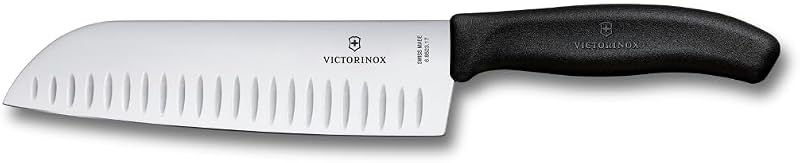 Victorinox Swiss Classic Santoku Knife, Asian Style Knife, Extra Sharp Blade, Bulb-Shaped Size, 17 cm, Stainle