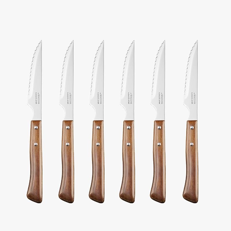 Arcos Ensemble de 6 couteaux à viande Arcos. Ensemble de couteaux à steak avec une lame en perle pour couper e