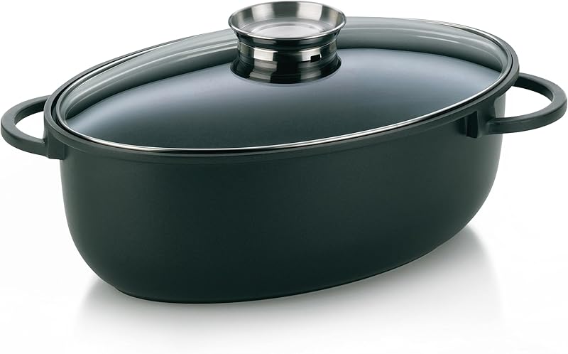 kela Casserole 8 litres, induction KERROS oval casserole, lid with aroma adjustment knob, cast aluminium coate