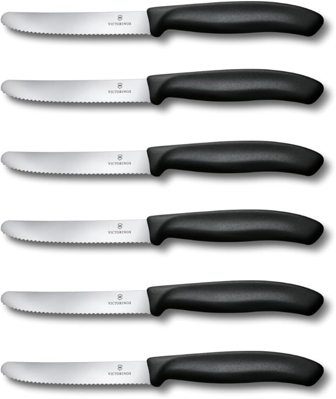 Victorinox Swiss Classic, Breakfast Knife, Bread Knife, Sharp Blade, Serrated, 11 cm, Plastic Handle, Stainles