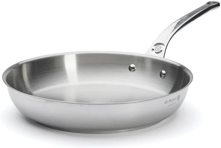 DE BUYER -3412.28 Milady Stainless Steel Pan with Cast Iron Shank Diameter 28 | High-performance and resistant
