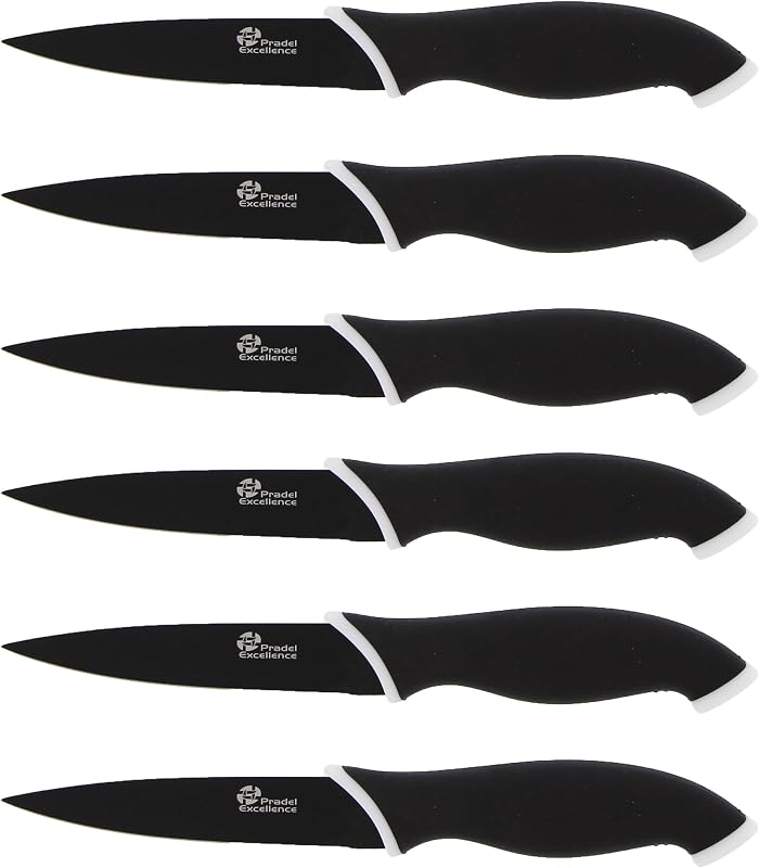 Pradel Excellence - CC006N - 6-Piece Steak Knife Set - Essential Range - Stainless Steel Blades with Black Non