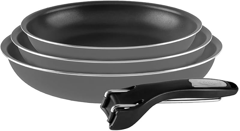 Sitram 710878 Set of 3 Saucepans Diameter 20 / 24 / 28 cm Non-Stick Inner Coating PFOA-Free + Removable Tongs