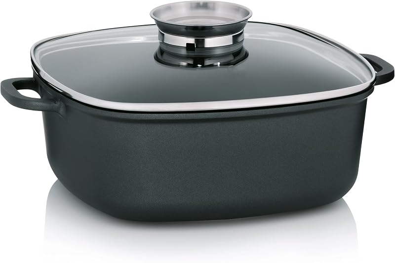 kela Casserole dish 28 x 28 cm, Lid with aroma adjustment knob, KERROS induction pan, Cast aluminium coated, P