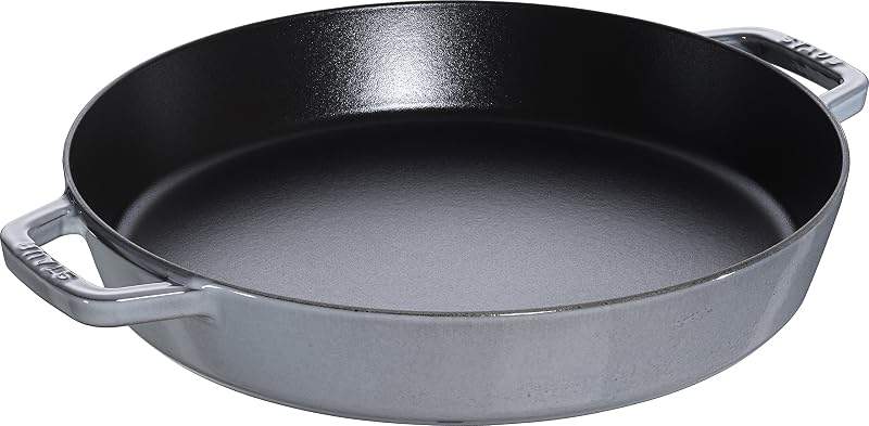 STAUB Cast Iron Frying Pan with Double Handle, Round, Ø 34 cm, Graphite Grey