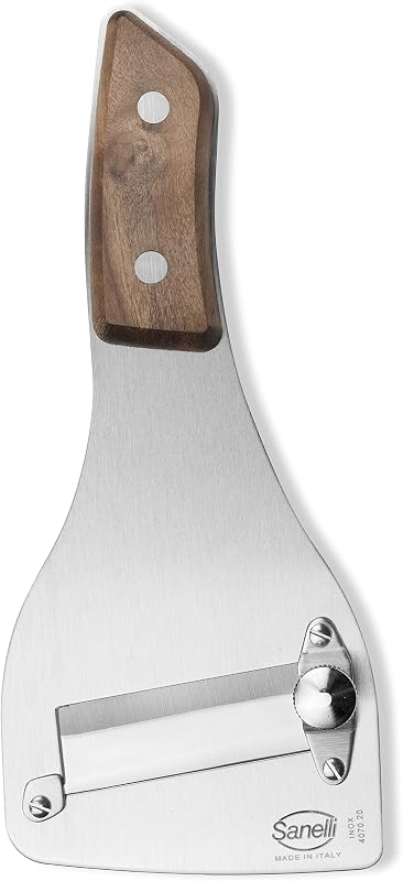 Sanelli, SAN-SLICE Professional Truffle Slicer with Wood Handle with Cutting Regulator Satin Finish Smooth Bla