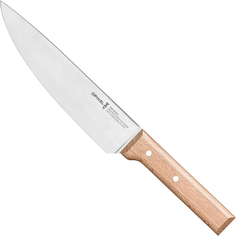 Opinel - N°118 Parallel Chef Knife - Stainless Steel Blade, Multifunction - Beech Wood Handle - Excellent Grip