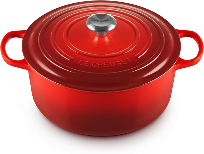 Le Creuset Signature Enamelled Cast Iron Casserole with Lid, 28 cm, Round, 6.7 L, 6.1 kg, Cherry, 211772806024