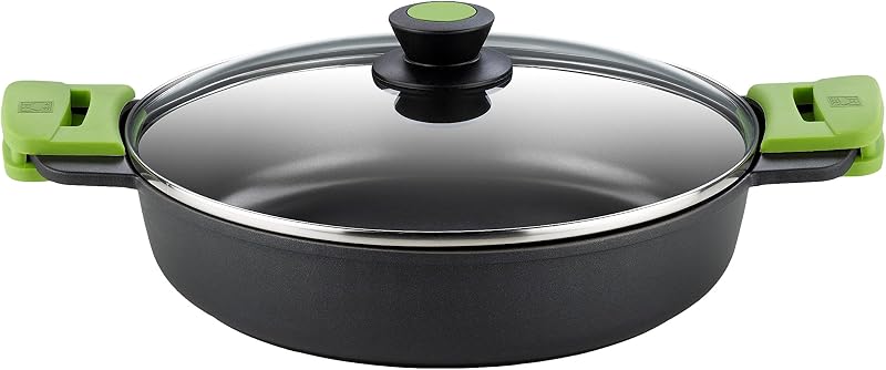 BRA Prior | Low Casserole Pot 28 cm, Cast Aluminium, with Non-Stick Innovations PFOA-Free, with Glass Lid and