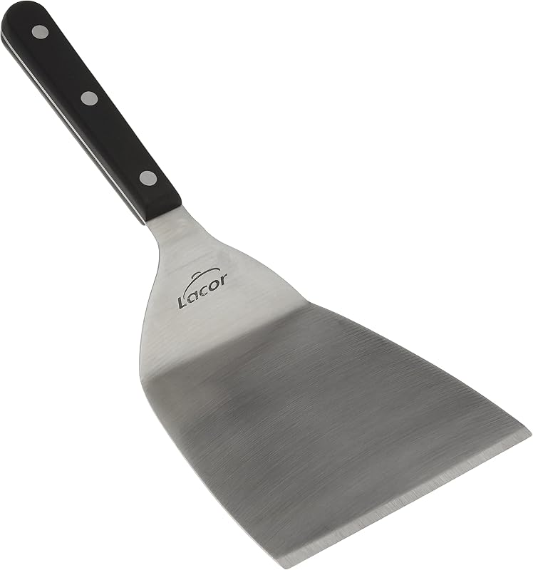 LACOR 60434 Angled Spatula Special Grill, Black, 27 x 12 cm | Made of food grade stainless steel; high corrosi
