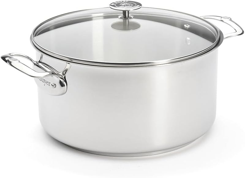 De Buyer - MILADY stainless steel stewing pot with glass lid - 28 cm - Made in France, 18/10 stainless steel,