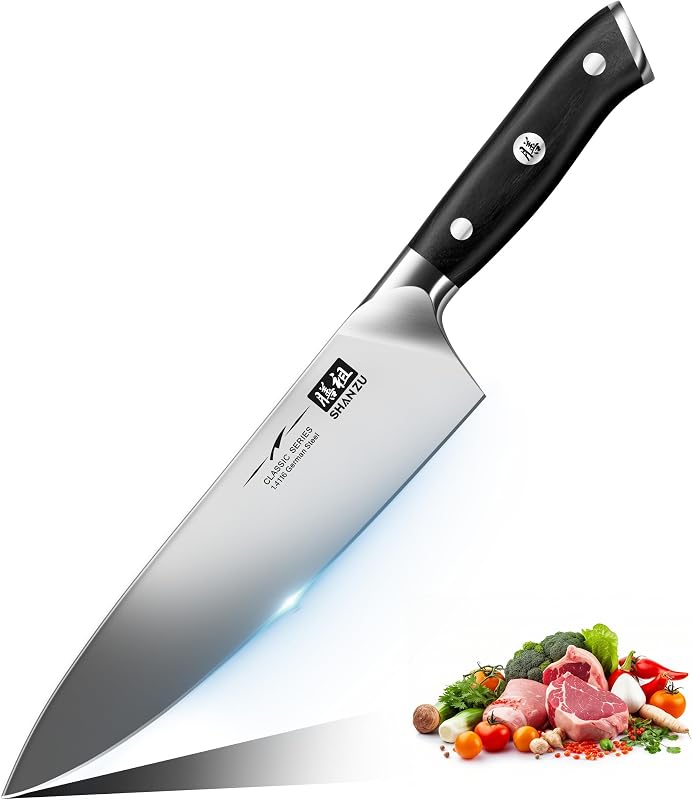 SHAN ZU Chef's Knife 20 cm - Professional Kitchen Knife Professional Chef Knife Ultra-Fine German Stainless St