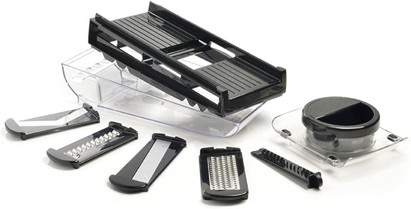 Mastrad - V Mandolin with Reservoir - 5 Stainless Steel Blade Vegetable Slicer - Slicer, Grater, Chip Cutter -
