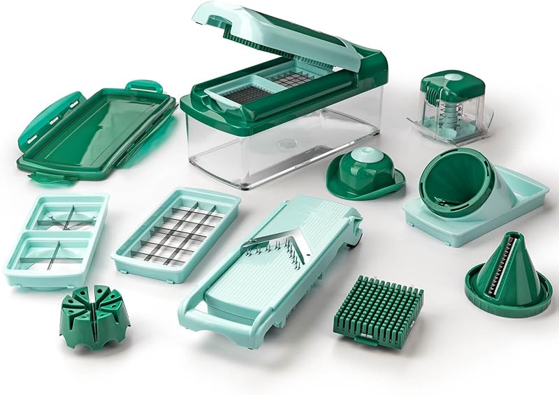 Genius Plastic Vegetable and Fruit Cutter, Plastic, Mint Green, 28.5 x 21 x 16.2 cm