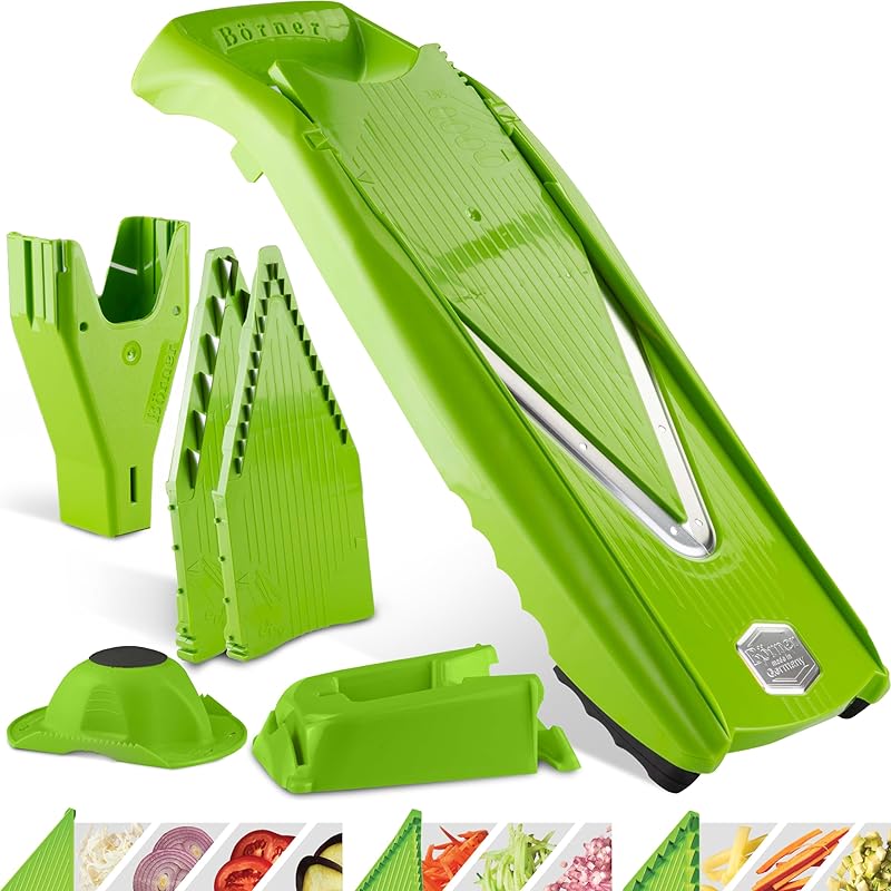 Börner V5 (Profi Set) Vegetable Slicer • Adjustable V-Shaped Mandolin • 7 Pieces with 10 Cutting Thicknesses •