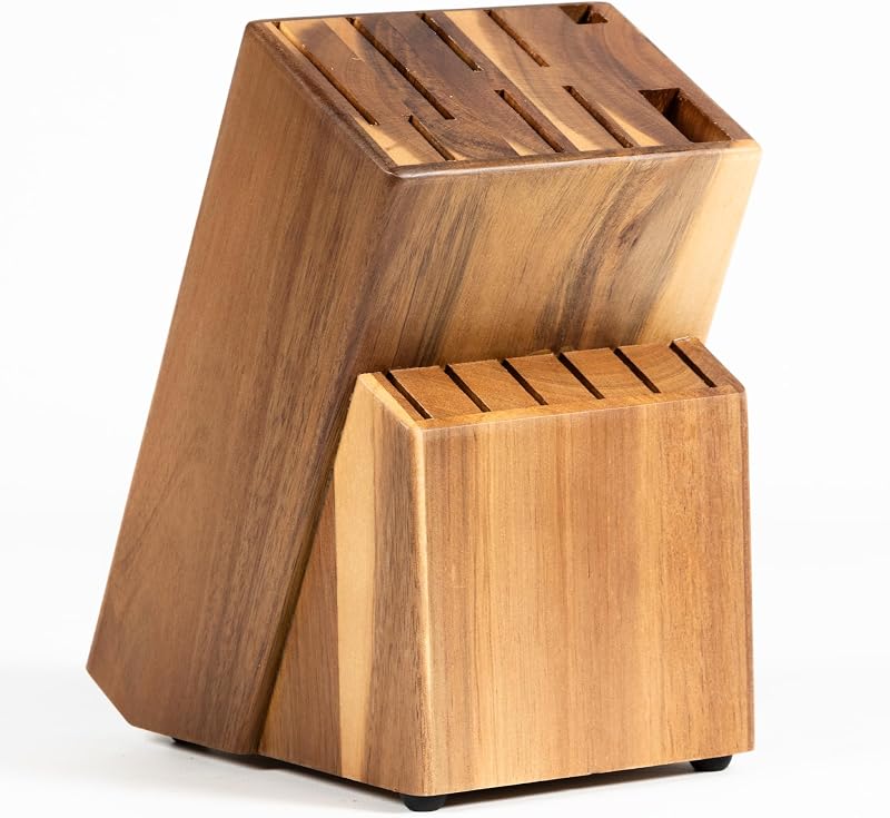 Coninx Knife Block Acacia Wood Without Knives For 15 Knives | Store Up To 15 Knives And A Pair Of Scissors In