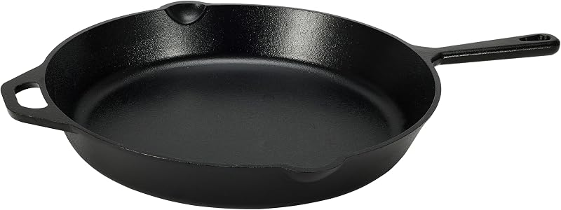 Amazon Basics Pre-seasoned Cast Iron Skillet, 38.8 cm, Black
