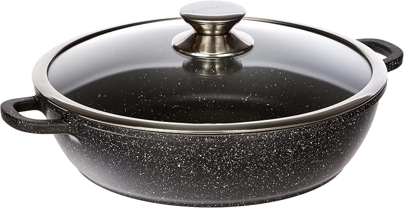 Kamberg - Sauté Pan 28 cm - Cast Aluminium - Stone Coating - Glass Lid - Suitable for All Heat Sources Includi