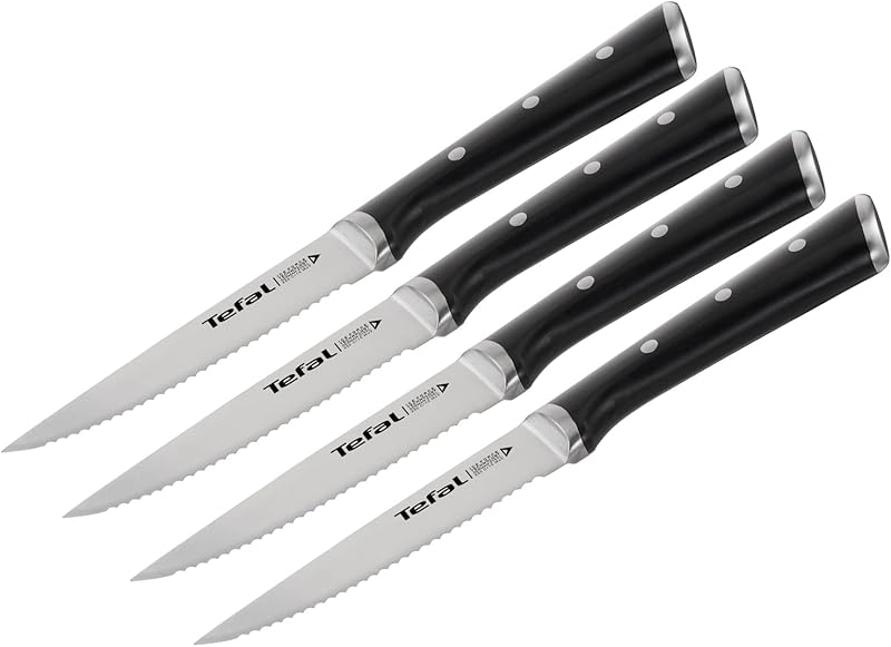 Tefal Ice Force K232S414 K232S414 Set of 4 Steak Knives 11 cm Kitchen Knives German Stainless Steel Blade, 10 