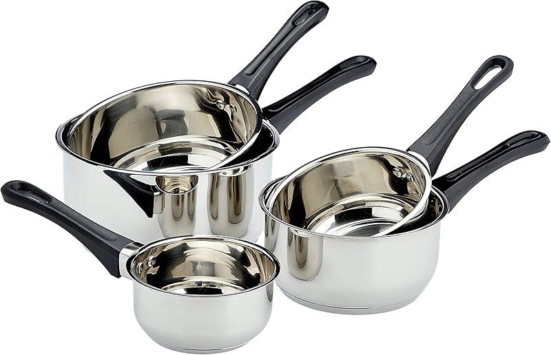 Kamberg - Set of 5 stainless steel saucepans 12/14/16/18/20 cm - High quality stainless steel - Bakelite heat-