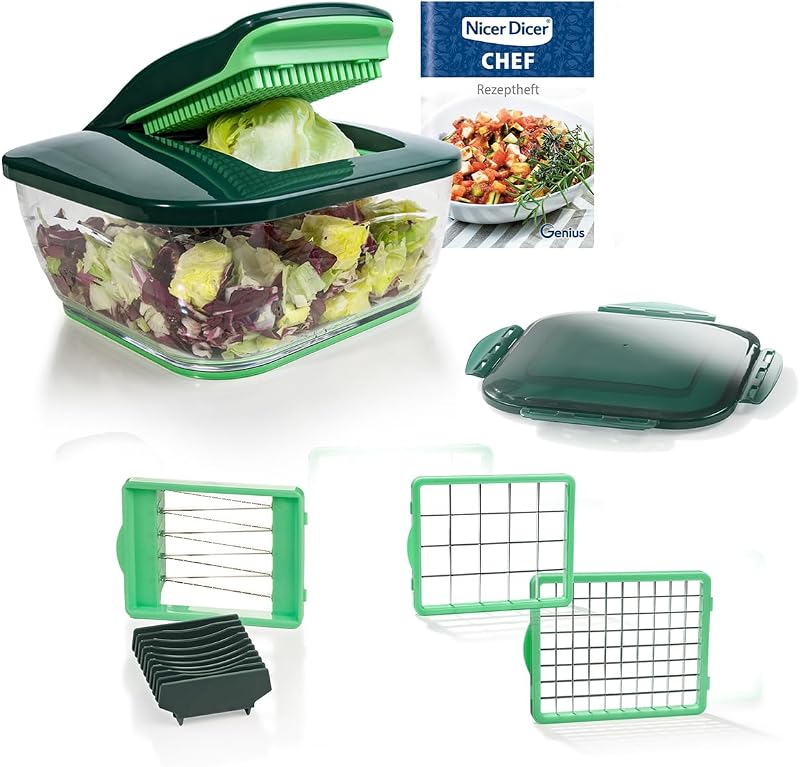 Genius Nicer Dicer Chef 9 Piece + Tomato Vegetable Slicer - For Conscious and Healthy Daily Eating Fruit Slice