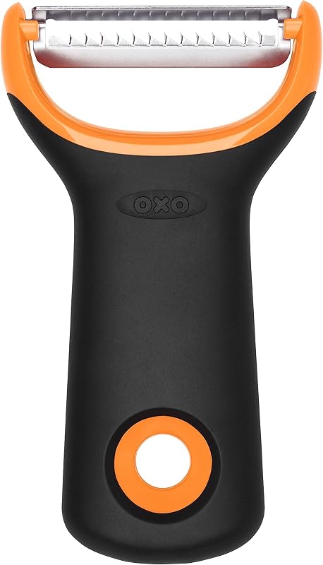 OXO Good Grips Julienne Prep Peeler - Stainless Steel Peeler - Orange and Black | Sharp Stainless Steel Vegeta