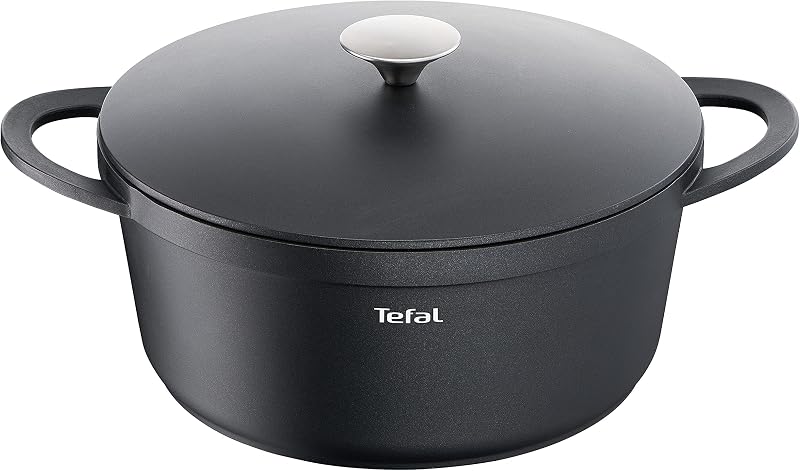 TEFAL Trattoria E21853 Cast Aluminium Casserole Dish with Cast Aluminium Lid, Non-Stick Coating, Good Heat Ret